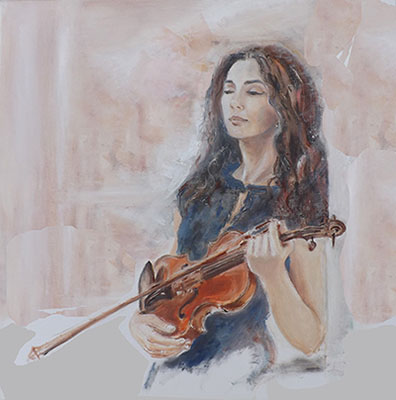 Auftragsmalerei Gemälde in Öl Frau mit Geige
