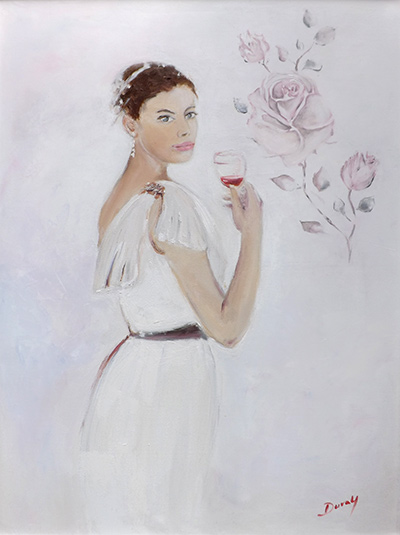 Öl Gemälde Frau mit Weinglas Kunstmalerin Anja Duray